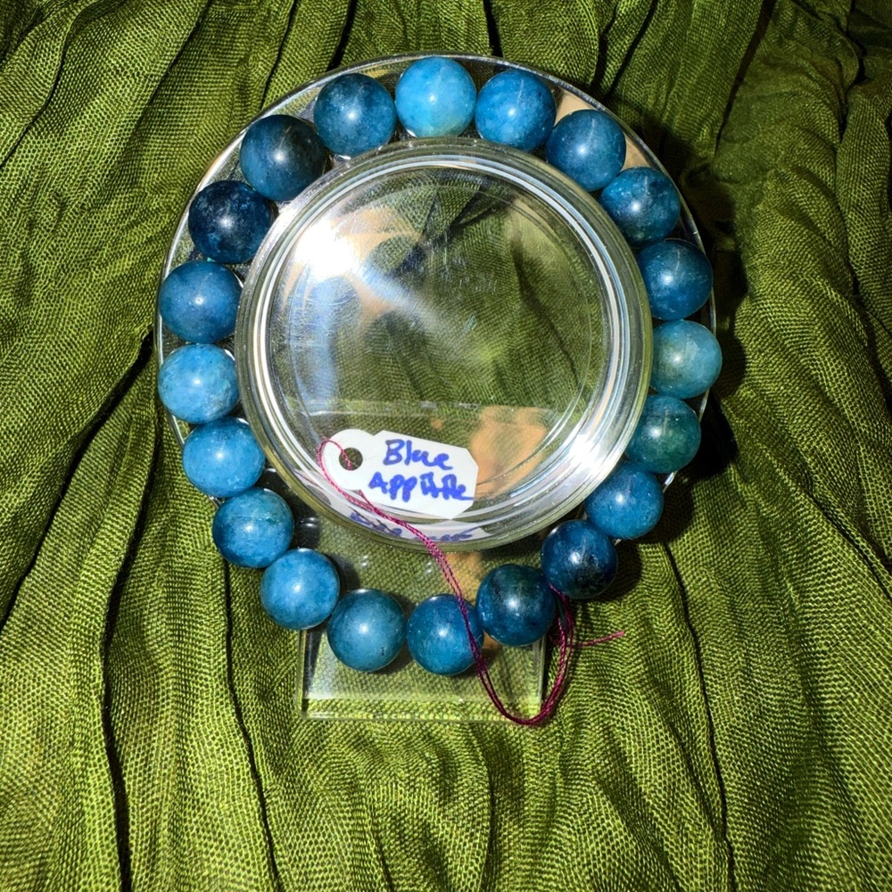 Blue Apatite Beaded Bracelet 10mm beads
